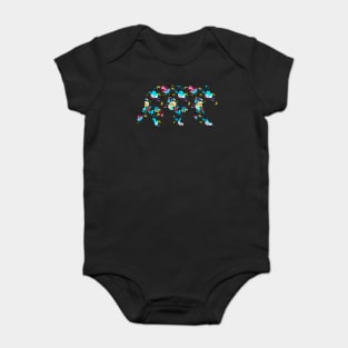 Summer Rose Bush Pattern Bear Floral Arrangement Baby Bodysuit